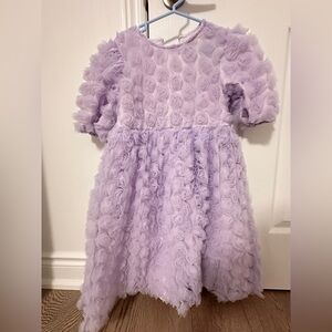 LUCKYTRY KIDS PURPLE TULLE ROSE DRESS